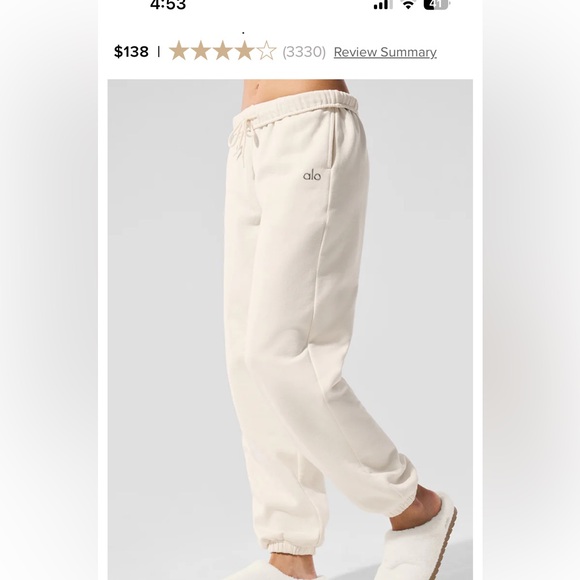 ALO Accolade Sweatpants - Ivory XS - Picture 3 of 4